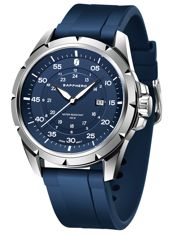 SAPPHERO Ceas pentru bărbați Ceas cu quartz de lux 50M Impermeabil Mișcare importată Ceas din oțel inoxidabil Cadou pentru bărbați Curea din silicon Ceas de mână