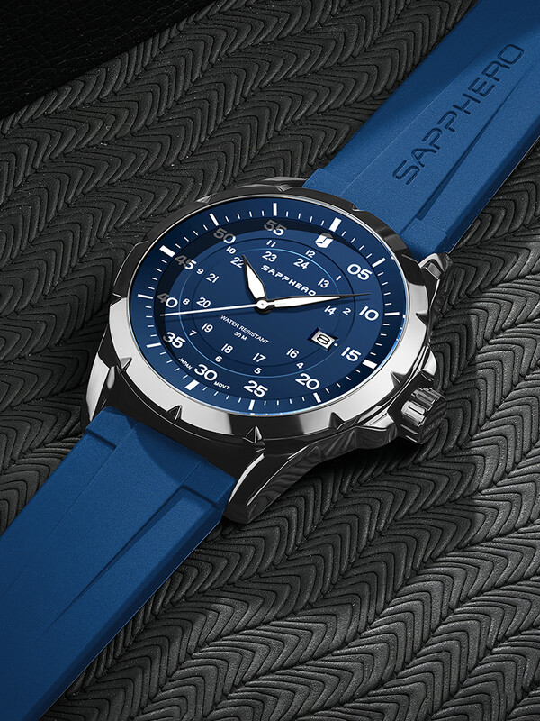 SAPPHERO Ceas pentru bărbați Ceas cu quartz de lux 50M Impermeabil Mișcare importată Ceas din oțel inoxidabil Cadou pentru bărbați Curea din silicon Ceas de mână