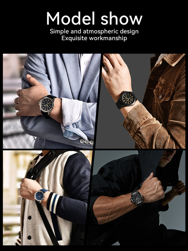 SAPPHERO Ceas pentru bărbați Ceas cu quartz de lux 50M Impermeabil Mișcare importată Ceas din oțel inoxidabil Cadou pentru bărbați Curea din silicon Ceas de mână