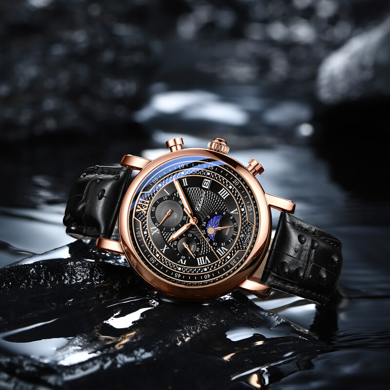 Ceasuri de lux Curea de piele pentru bărbați Ceas de bărbați luminos, impermeabil, multifuncțional, calendar, cuarț, ocazional