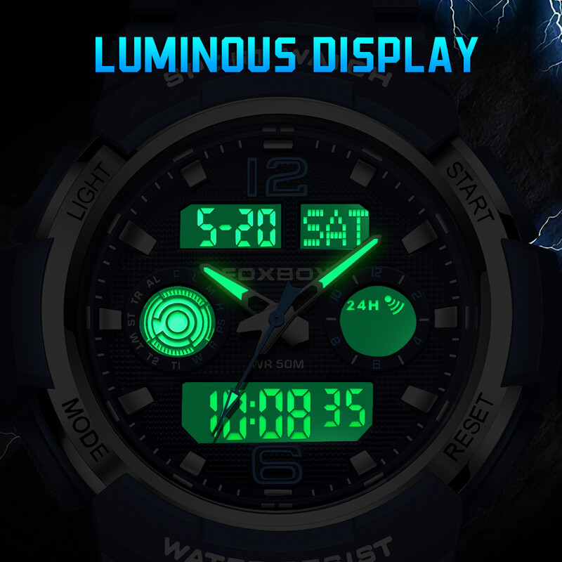FOXBOX jauni digitālie pulksteņi vīriešiem militārie silikona sporta ūdensizturīgie pulksteni vīriešu modes biznesa vīriešu kvarca rokas pulksteņi