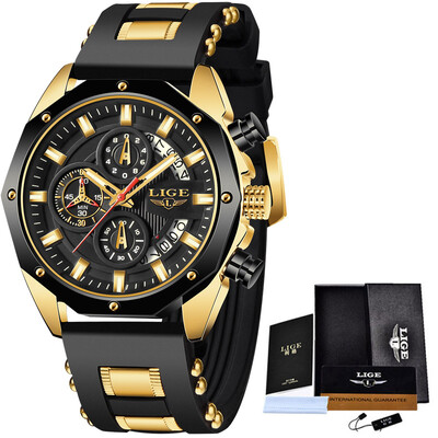 LIGE New Business Ceas Bărbați Silicon Militar Sport Ceasuri Impermeabile Pentru Bărbați Top Brand Luxury Quartz Data Cronograf Bărbat