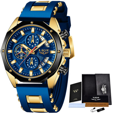 LIGE New Business Ceas Bărbați Silicon Militar Sport Ceasuri Impermeabile Pentru Bărbați Top Brand Luxury Quartz Data Cronograf Bărbat