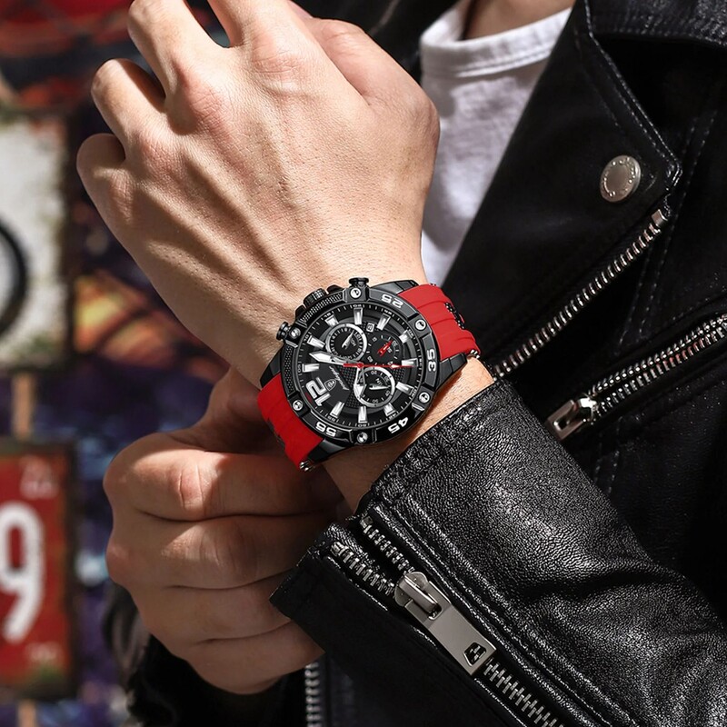 POEDAGAR Ceas de lux casual pentru bărbați, impermeabil, luminos, cu cronograf, cu dată, ceas de mână pentru bărbați, cu cuarț militar de înaltă calitate.