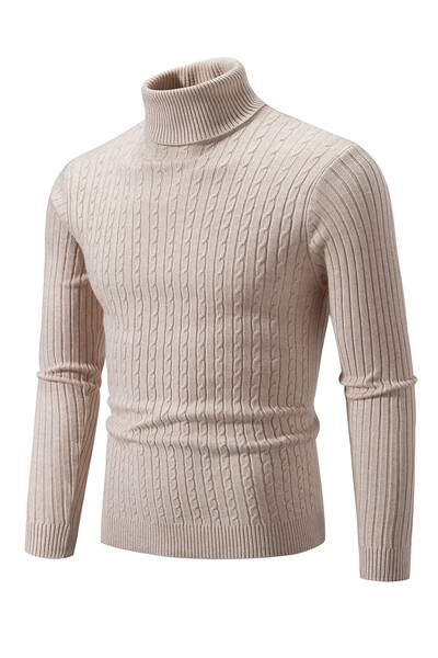 Rudens ziemas džemperi ar apkakli Silts vienkrāsains vīriešu džemperis Slim džemperis vīriešu trikotāžas džemperi apakšā krekls