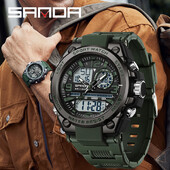 SANDA Ceas militar cu quartz Ceasuri sportive pentru bărbați cu ecran dublu Ceasuri militare digitale cu LED G Style Relogio Masculino