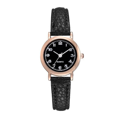 Ceas clasic, cu curea din piele, din cuarț, pentru femei