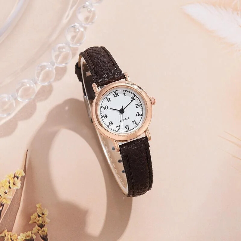Ceas clasic, cu curea din piele, din cuarț, pentru femei