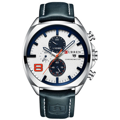 CURREN Ceas de sport militar pentru bărbați de marcă de top pentru bărbați din piele, cu cronograf, ceas de mână cu quartz, calendar, ceas pentru bărbați, ceas masculin