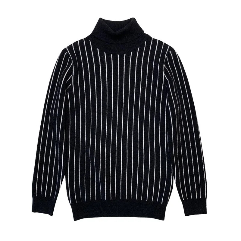 Есенно-зимно топло поло/каколенка с яка на костенурка плетено горнище за мъже Ежедневни хип-хоп панталони на райета Изглажда силуета Ви Пуловер Универсална кръчма