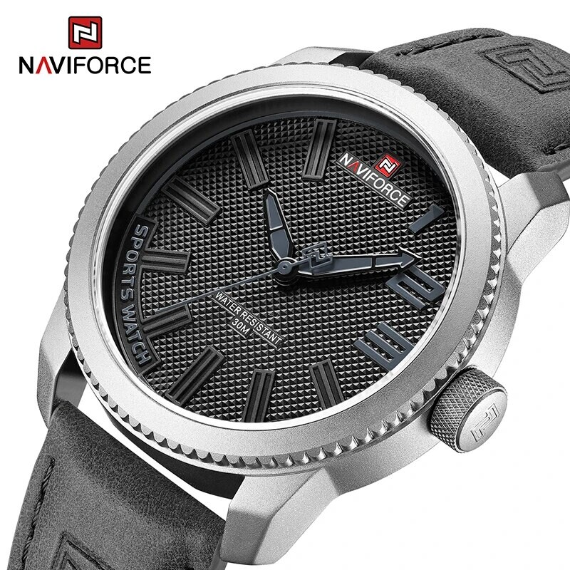 NAVIFORCE Ceas de mână popular pentru bărbați, sport militar, rezistent la șocuri, din piele, impermeabilă, la modă pentru bărbați, ocazional, ceas masculin