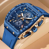 LIGE Outdoor Square Casual Sport Cuarț Ceas Bărbați Ceasuri de lux de marcă de top Moda 50M Impermeabil Auto Data Cronograf din silicon