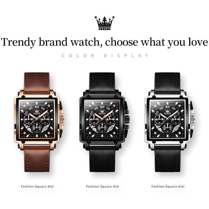 OLEVS ceasuri de top marca pentru bărbați ceas pătrat cu quartz ceas pentru bărbați curea din piele impermeabilă ceas sport pentru bărbați relogio masculin