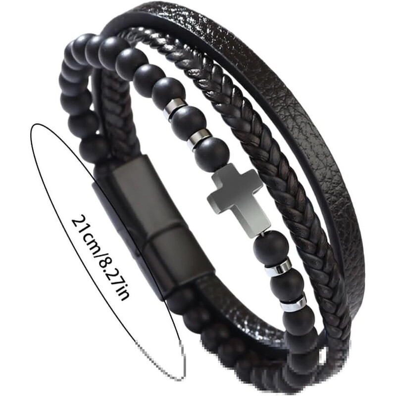 Brățară încrucișată pentru bărbați, brățară țesătă cu mai multe șuvițe, brățară manșetă sau cadou de zi de naștere pentru el