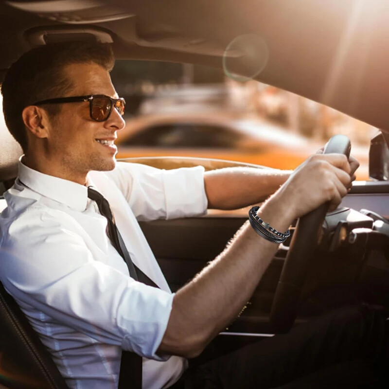 Brățară încrucișată pentru bărbați, brățară țesătă cu mai multe șuvițe, brățară manșetă sau cadou de zi de naștere pentru el