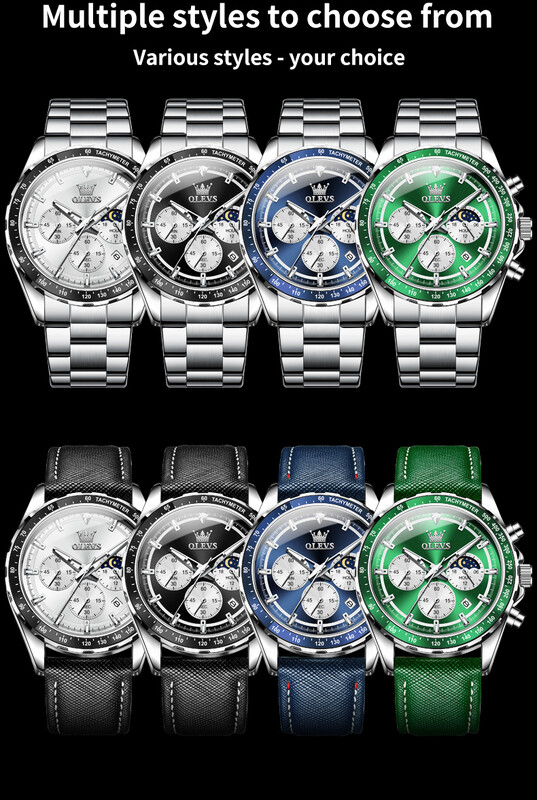 OLEVS Trend Classic vīriešu kvarca pulksteņu kalendārs logs gaismas rādītājs ūdensizturīgs mēness fāzes ērts ādas siksniņa vīriešu pulkstenis