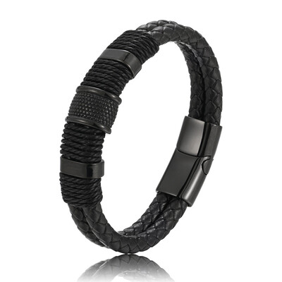 1 Europska i američka retro MUŠKA narukvica s magnetskom kopčom, narukvica od PU legure tkane kože, narukvica za par Trend-808057