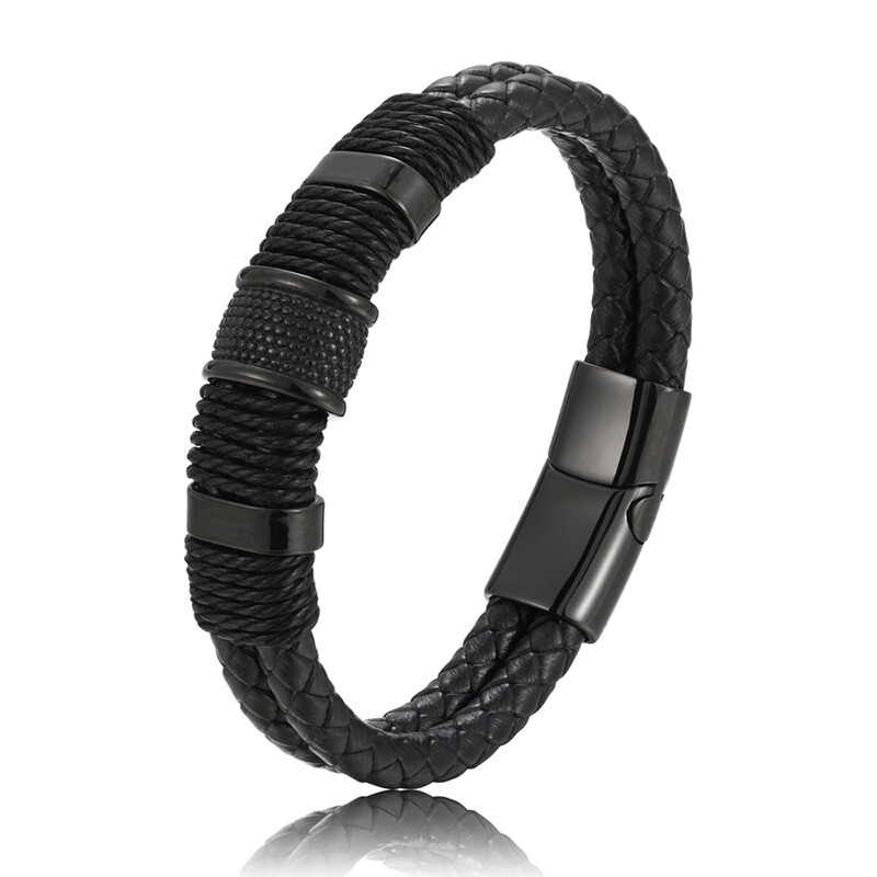 1 Europska i američka retro MUŠKA narukvica s magnetskom kopčom, narukvica od PU legure tkane kože, narukvica za par Trend-808057
