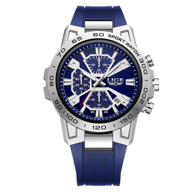 Ceasuri de bărbați LIGE pentru bărbați, roșu, rezistent la apă, cronograf, ceas de mână, luminos, de afaceri, pentru bărbați, ceas cu calendar, relogio masculino