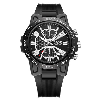 Ceasuri de bărbați LIGE pentru bărbați, roșu, rezistent la apă, cronograf, ceas de mână, luminos, de afaceri, pentru bărbați, ceas cu calendar, relogio masculino