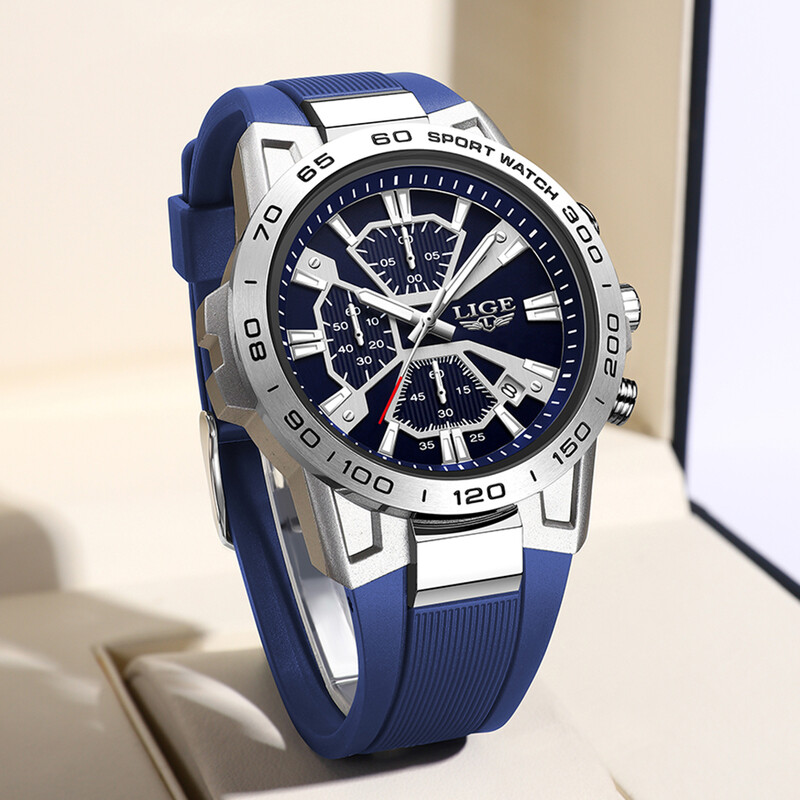 Ceasuri de bărbați LIGE pentru bărbați, roșu, rezistent la apă, cronograf, ceas de mână, luminos, de afaceri, pentru bărbați, ceas cu calendar, relogio masculino