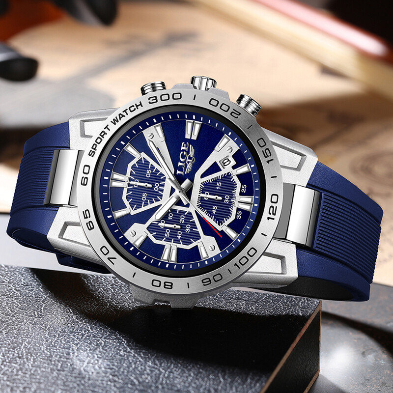 Ceasuri de bărbați LIGE pentru bărbați, roșu, rezistent la apă, cronograf, ceas de mână, luminos, de afaceri, pentru bărbați, ceas cu calendar, relogio masculino