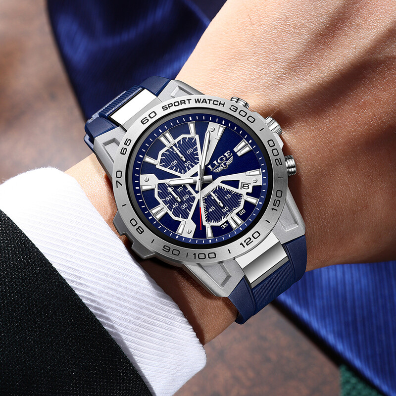 Ceasuri de bărbați LIGE pentru bărbați, roșu, rezistent la apă, cronograf, ceas de mână, luminos, de afaceri, pentru bărbați, ceas cu calendar, relogio masculino