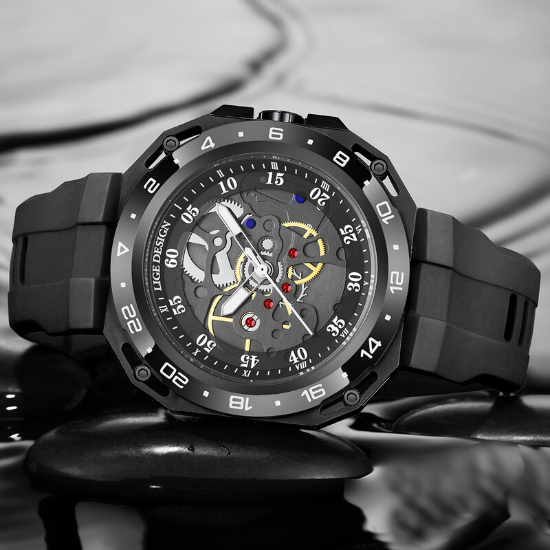 Ceasuri pentru bărbați de top brand LIGE Ceas de mână cu quartz pătrat de lux Ceas luminos impermeabil pentru bărbați Ceas cu dată Relogios Masculino+Box