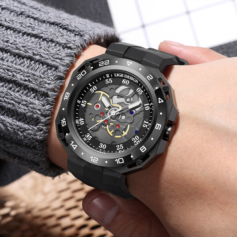 Ceasuri pentru bărbați de top brand LIGE Ceas de mână cu quartz pătrat de lux Ceas luminos impermeabil pentru bărbați Ceas cu dată Relogios Masculino+Box