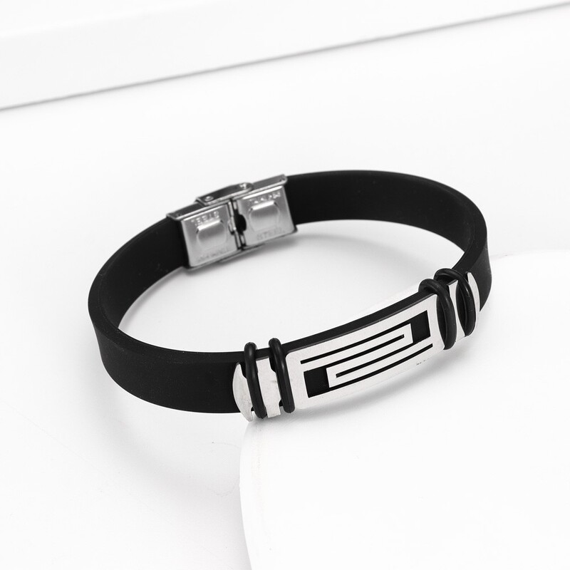 Trend Silikonska narukvica sa slovima od nehrđajućeg čelika Šarmantna muška narukvica Novi modni nakit Dodaci Poklon za Valentinovo