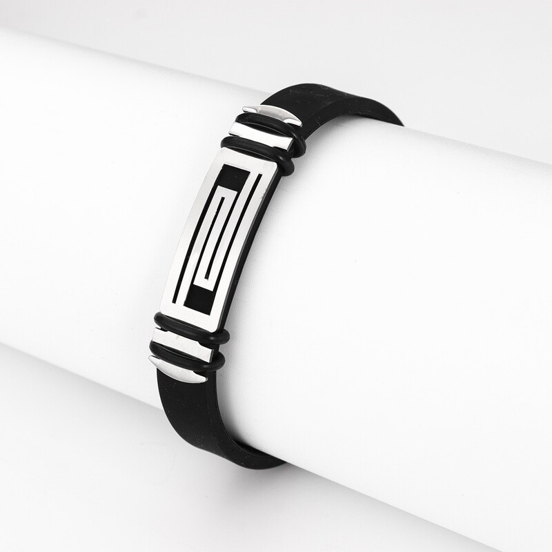 Trend Silikonska narukvica sa slovima od nehrđajućeg čelika Šarmantna muška narukvica Novi modni nakit Dodaci Poklon za Valentinovo