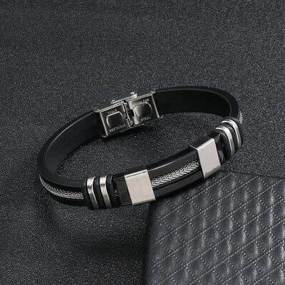 Noter Brățară din piele pentru bărbați noi Brățară din oțel inoxidabil Punk Brățară Cadou pentru el Hiphop Rock Cool Biker Accesorii Homme Pulsera