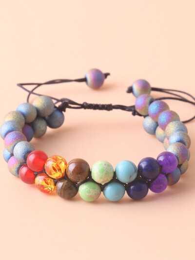 Top Plaza 7 Chakra Treatment Crystal Aproce Joga Akmens regulējami Pērlītes Rokassprādze Meditācija Relaksācija Trauksme Sieviešu Rokassprādze