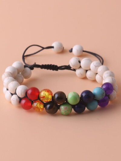 Top Plaza 7 Chakra Treatment Crystal Aproce Joga Akmens regulējami Pērlītes Rokassprādze Meditācija Relaksācija Trauksme Sieviešu Rokassprādze