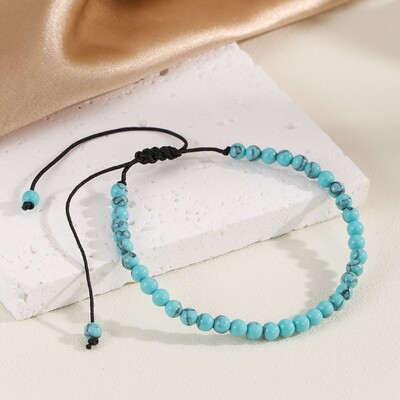 Brățări cu pietre prețioase mini energetice de 4 mm, piatră naturală, cu mărgele Brățară turcoaz albastru deschis