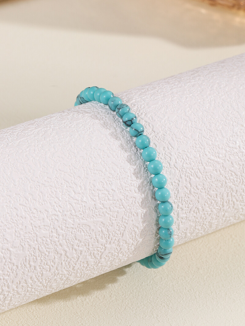 Brățări cu pietre prețioase mini energetice de 4 mm, piatră naturală, cu mărgele Brățară turcoaz albastru deschis
