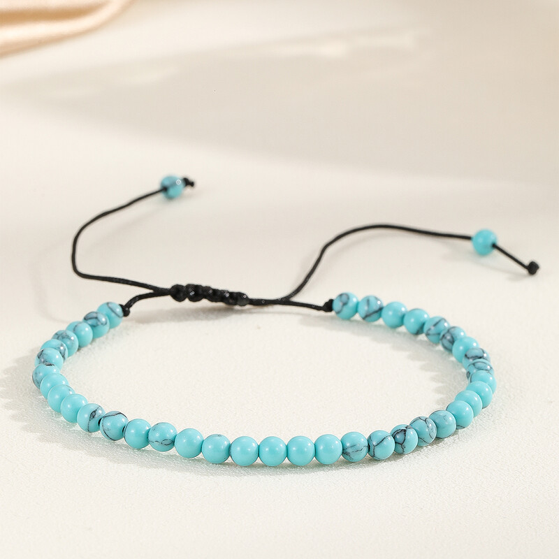 Brățări cu pietre prețioase mini energetice de 4 mm, piatră naturală, cu mărgele Brățară turcoaz albastru deschis