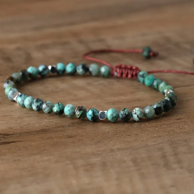 1 bucă boemă 4 mm piatră naturală turcoaz african brăţară reglabilă vindecare cristale farmec brăţări pentru femei bijuterii