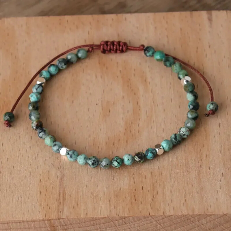 1 bucă boemă 4 mm piatră naturală turcoaz african brăţară reglabilă vindecare cristale farmec brăţări pentru femei bijuterii