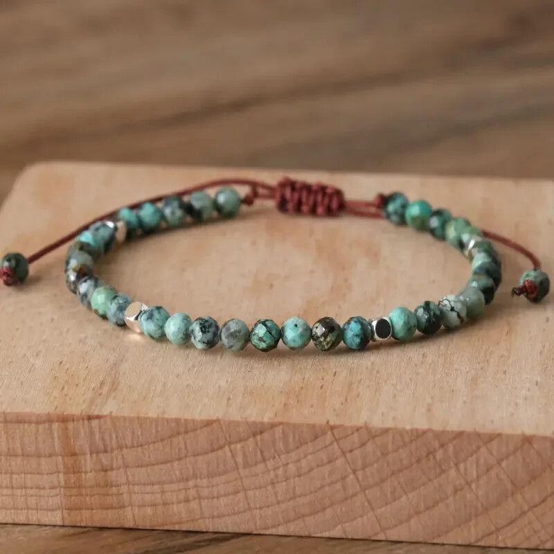 1 bucă boemă 4 mm piatră naturală turcoaz african brăţară reglabilă vindecare cristale farmec brăţări pentru femei bijuterii