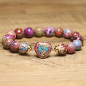 1PC 10mm Brățară Imperial Jasper Bijuterii de modă Sediment de mare natural Brățară cu farmec cadou pentru femei Bijuterii