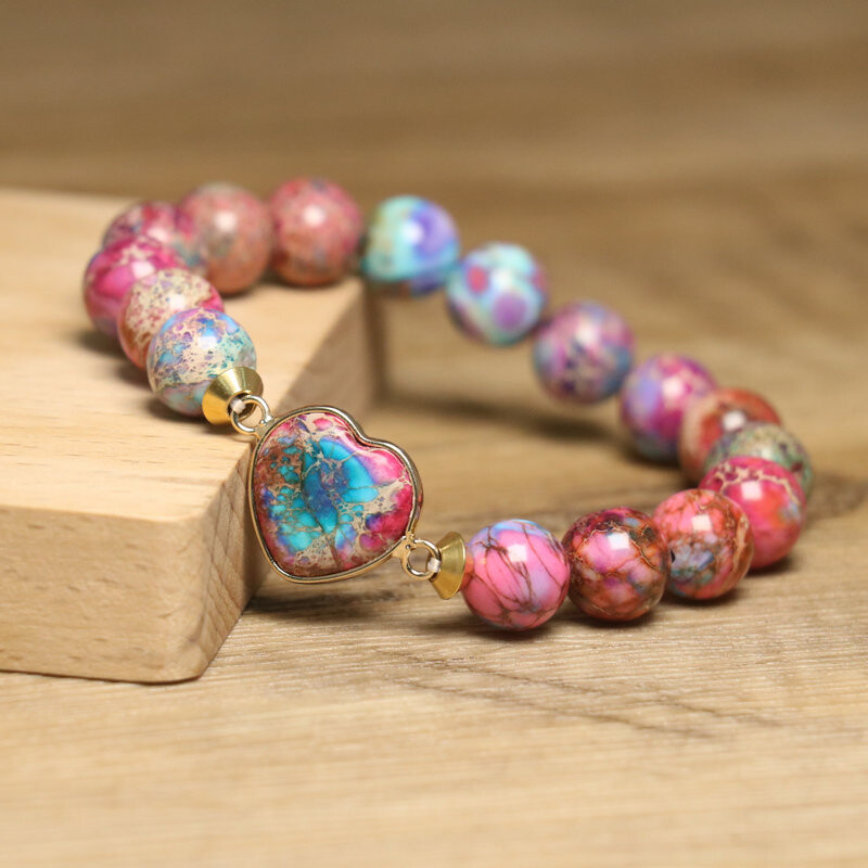 1PC 10mm Brățară Imperial Jasper Bijuterii de modă Sediment de mare natural Brățară cu farmec cadou pentru femei Bijuterii