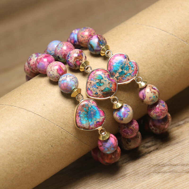 1PC 10mm Brățară Imperial Jasper Bijuterii de modă Sediment de mare natural Brățară cu farmec cadou pentru femei Bijuterii