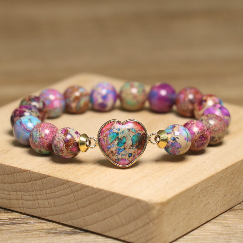 1PC 10mm Brățară Imperial Jasper Bijuterii de modă Sediment de mare natural Brățară cu farmec cadou pentru femei Bijuterii