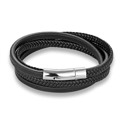 Mode Augstas kvalitātes nerūsējošā tērauda ādas virves izdzīvošanas rokassprādze vīriešiem sievietēm, melna pinuma daudzslāņu aptinums šarmu rokassprādzes homme