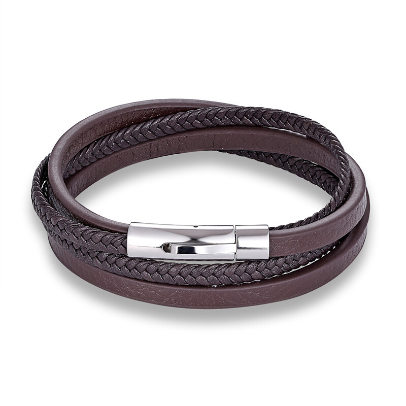 Mode Augstas kvalitātes nerūsējošā tērauda ādas virves izdzīvošanas rokassprādze vīriešiem sievietēm, melna pinuma daudzslāņu aptinums šarmu rokassprādzes homme