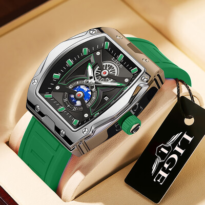 Ceasuri de bărbați de top brand LIGE Ceas de mână cu quartz pătrat de lux Ceas luminos impermeabil pentru bărbați Ceas cu dată Relogios Masculino+Box