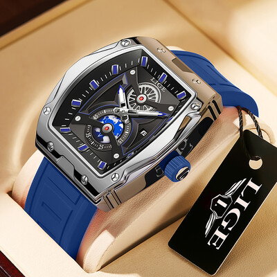 Ceasuri de bărbați de top brand LIGE Ceas de mână cu quartz pătrat de lux Ceas luminos impermeabil pentru bărbați Ceas cu dată Relogios Masculino+Box