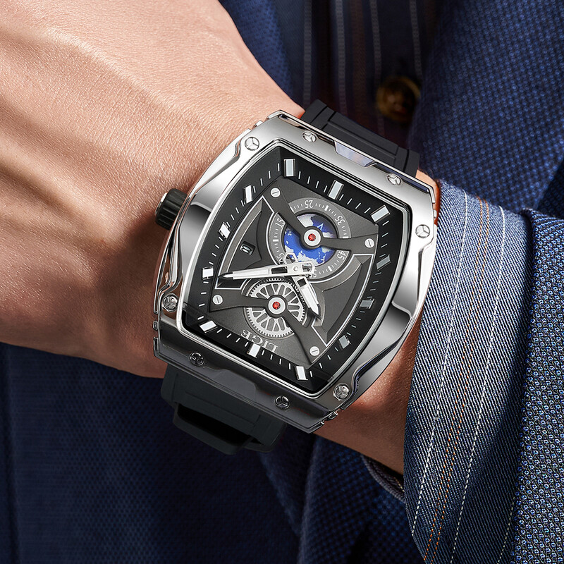 Ceasuri de bărbați de top brand LIGE Ceas de mână cu quartz pătrat de lux Ceas luminos impermeabil pentru bărbați Ceas cu dată Relogios Masculino+Box