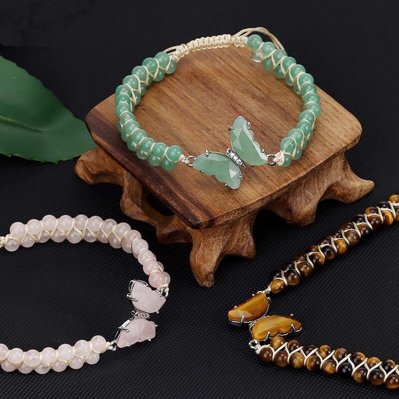 Cristal Fluture margele rotunde piatră împletită brățări macrame pentru femei ametist natural cuarț țesut manual brățară bijuterii